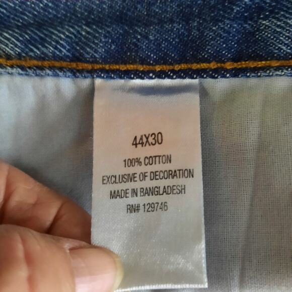 BLUE MOUNTAIN MENS NWT BLUE DENIM UTILITY CARPENTER WORK PANTS 44X30 RELAXED FIT - Picture 8 of 9